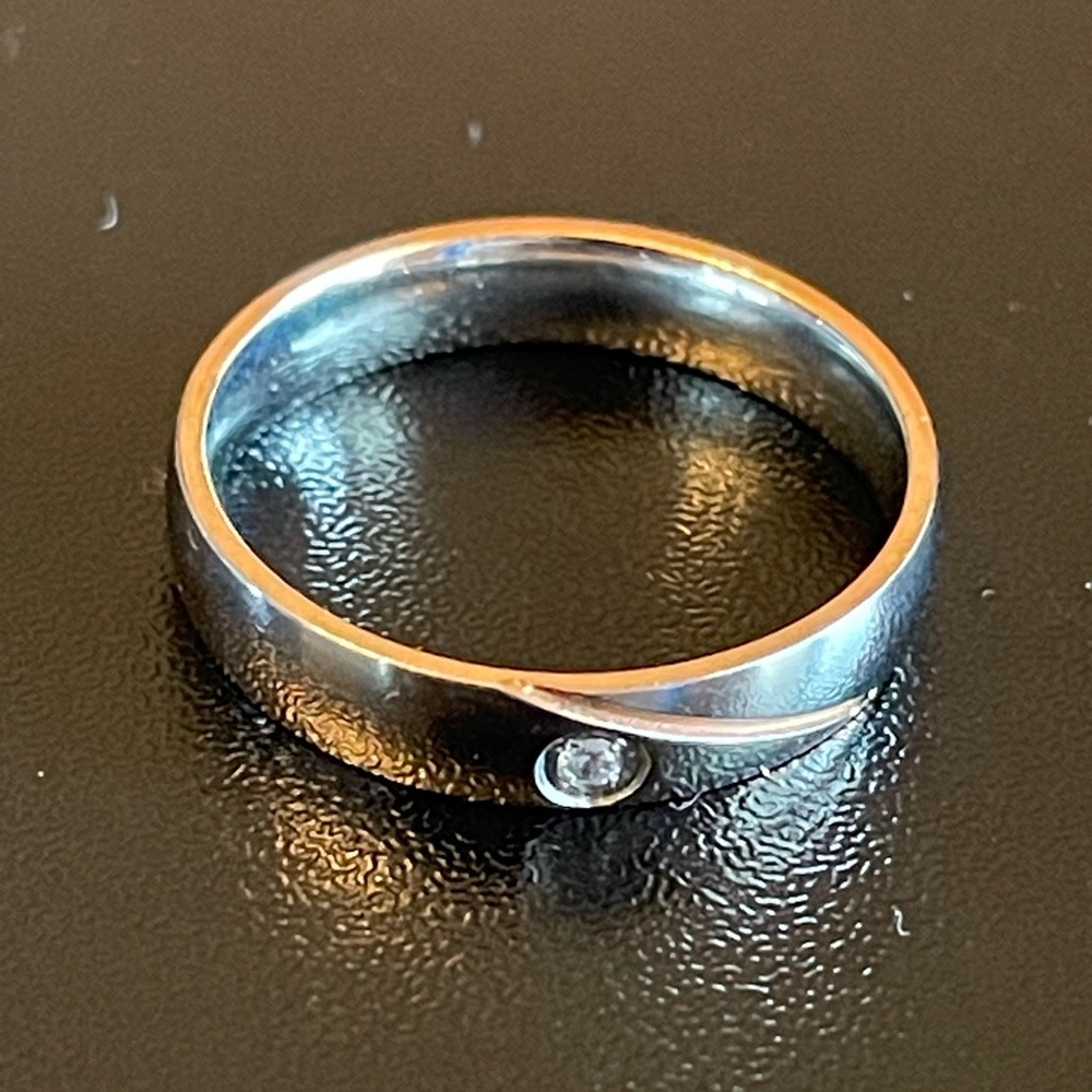 4mm rose gold silver stainless steel CZ women ring